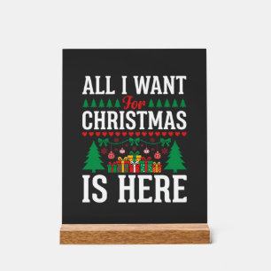 Weihnachten ist hier Weihnachtsbaum Geschenk Acrylschild
