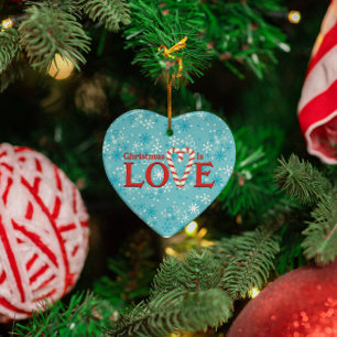 Weihnachten ist Liebe Schneeflocke Personalisiert Keramik Ornament