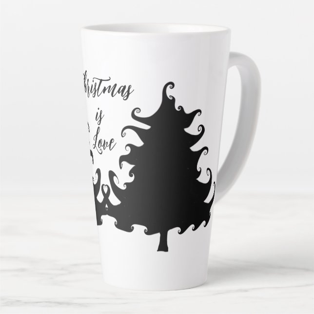 Weihnachten ist Liebe Schwarzer Baum Spruch Milchtasse (Rechte Ecke)