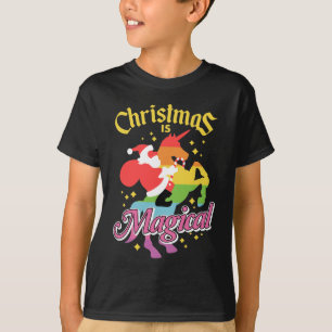 Weihnachten ist magisch Santa reitendes Einhorn Lu T-Shirt