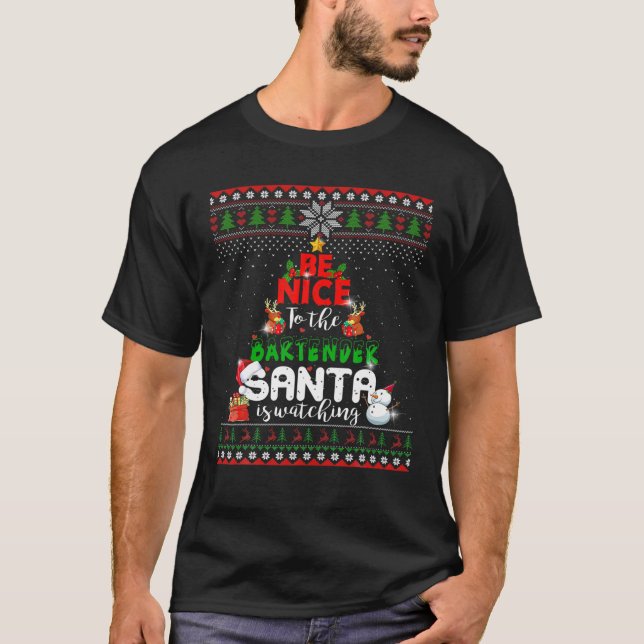 Weihnachten ist nett zu dem Barkeeper, den der Wei T-Shirt (Vorderseite)
