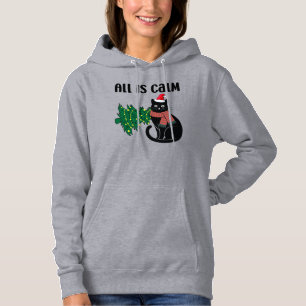 Weihnachten ist ruhig, lustige schwarze Katze Hoodie
