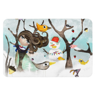 Weihnachten Jahreszeit Schnee Rupydetequila Vögel Magnet