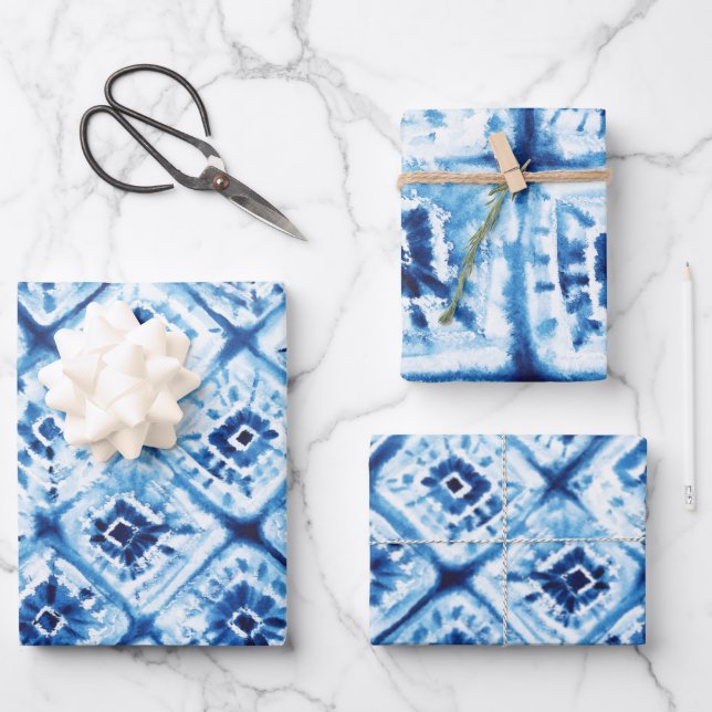 Weihnachten Japanisch Gefärbte Krawatte Shibori Pa Geschenkpapier Set (Vorderseite)
