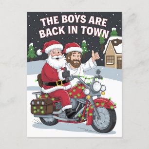 Weihnachten Jesus auf einem Motorrad Funny Xmas Postkarte