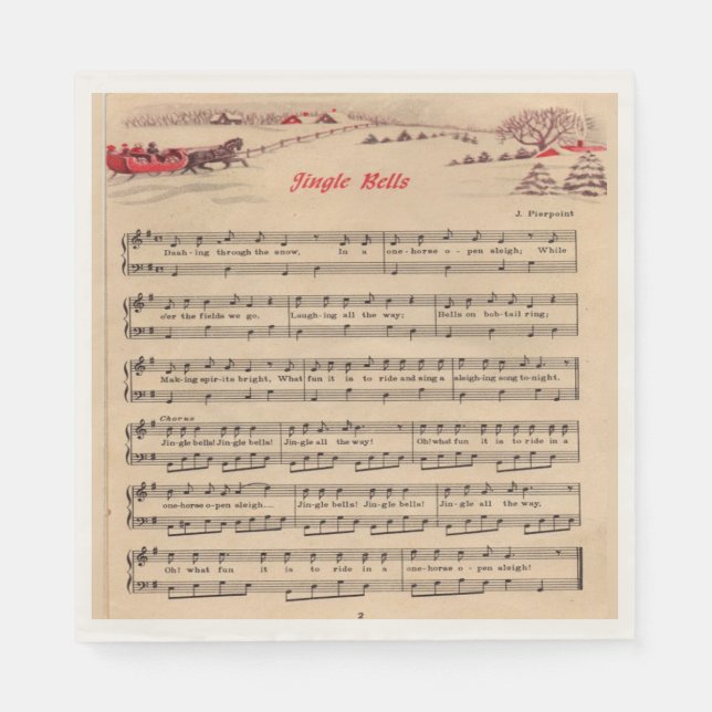 Weihnachten, Jingle Bells, Sheet Music, Serviette (Vorderseite)