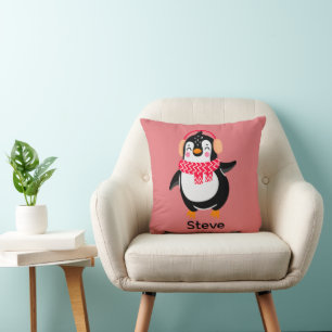 Weihnachten Jolly Pinguin in Scarf mit Ohrmuffen Kissen