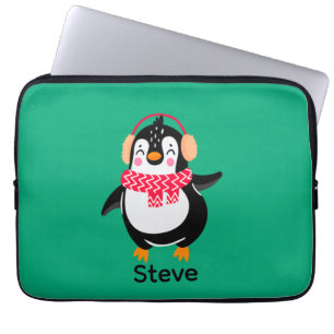 Weihnachten Jolly Pinguin in Scarf mit Ohrmuffen Laptopschutzhülle