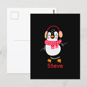 Weihnachten Jolly Pinguin in Scarf mit Ohrmuffen Postkarte