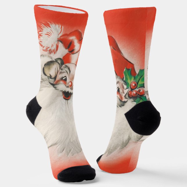 Weihnachten, Jolly Retro 50er Santa Claus Socken (Gewinkelt)