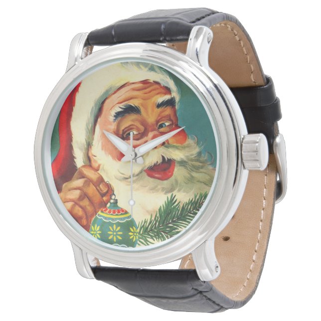 Weihnachten, Jolly Retro 50's Weihnachtsmann Armbanduhr (Schrägansicht)