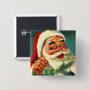 Weihnachten, Jolly Retro 50's Weihnachtsmann Button