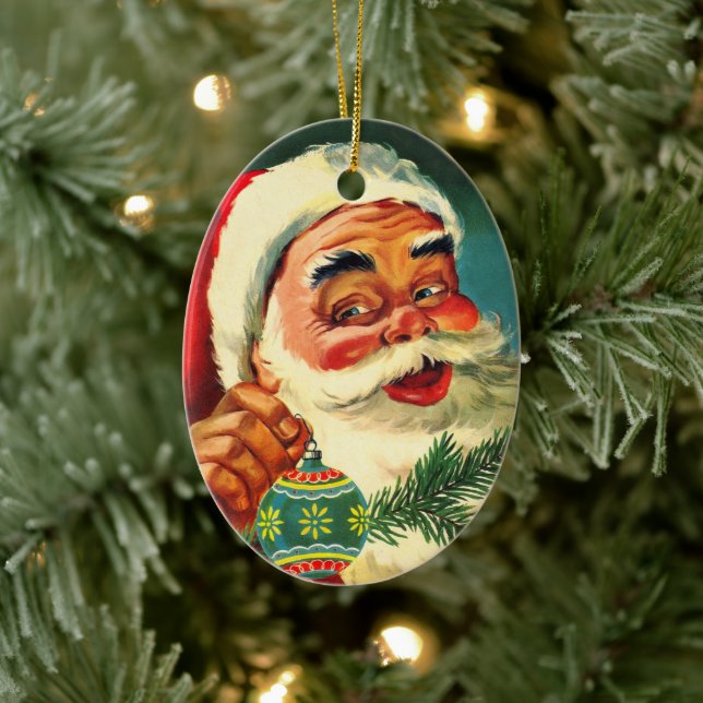 Weihnachten, Jolly Retro 50's Weihnachtsmann Keramik Ornament (Baum)