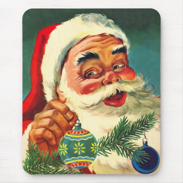 Weihnachten, Jolly Retro 50's Weihnachtsmann Mousepad (Vorne)