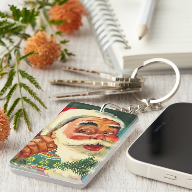 Weihnachten, Jolly Retro 50's Weihnachtsmann Schlüsselanhänger (Vorderseite rechts)