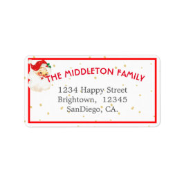 Weihnachten Jolly Santa Claus Fun Red Border Adressaufkleber