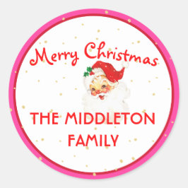Weihnachten Jolly Santa Claus Pink Fun Merry Runder Aufkleber