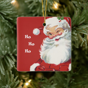 Weihnachten, Jolly Santa Claus Winking Keramikornament