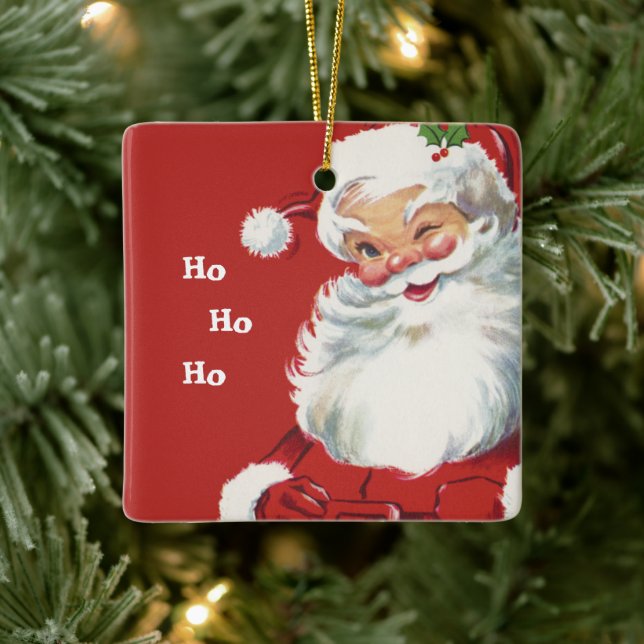 Weihnachten, Jolly Santa Claus Winking Keramikornament (Baum)