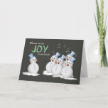 Weihnachten Jolly Singen Snowmen Joy of the Season<br><div class="desc">Eine niedliche Weihnachtskarte mit Chalkboard-Themen,  auf der Jolly-Snowmen Weihnachtslieder und Carolen singen. Vorderer Text: Wir wünschen Ihnen die Freude an der Saison. ©PamJArts</div>