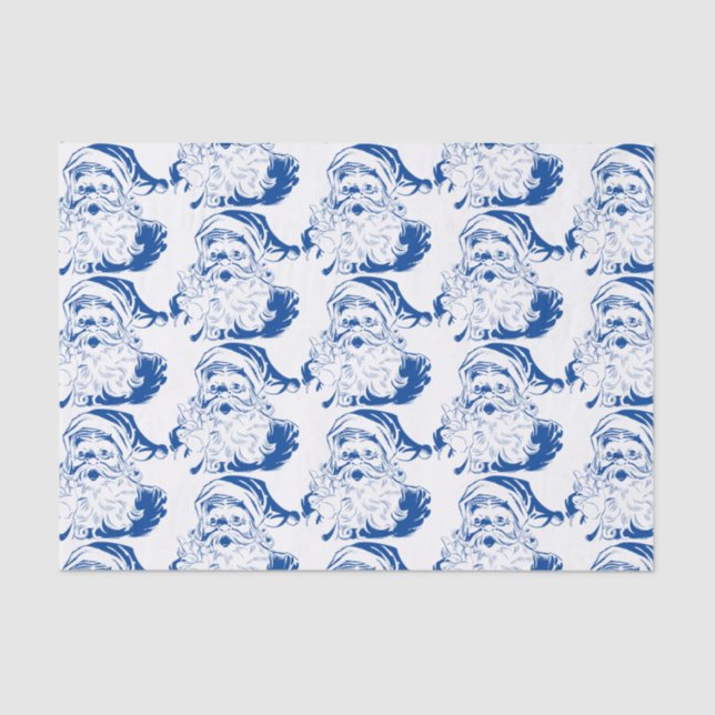 Weihnachten, Jolly Weihnachtsmann in Blau Seidenpapier (Vorderseite)