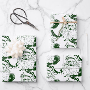 Weihnachten, Jolly Weihnachtsmann in Grün Geschenkpapier Set