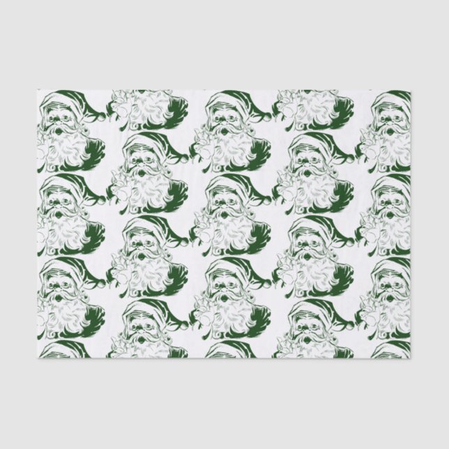 Weihnachten, Jolly Weihnachtsmann in Grün Seidenpapier (Vorderseite)