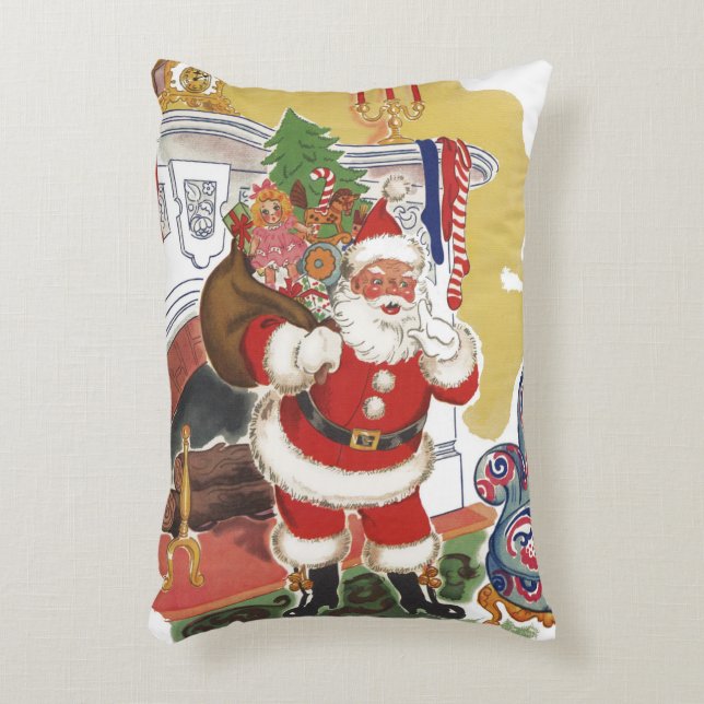 Weihnachten, Jolly Weihnachtsmann mit Geschenken Dekokissen (Vorderseite(Vertikal))