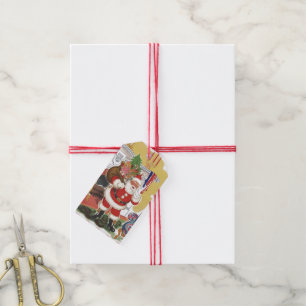 Weihnachten, Jolly Weihnachtsmann mit Geschenken Geschenkanhänger