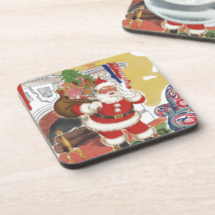 Weihnachten, Jolly Weihnachtsmann mit Geschenken Getränkeuntersetzer