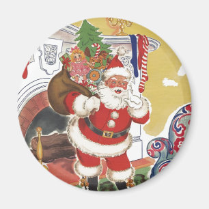 Weihnachten, Jolly Weihnachtsmann mit Geschenken Magnet