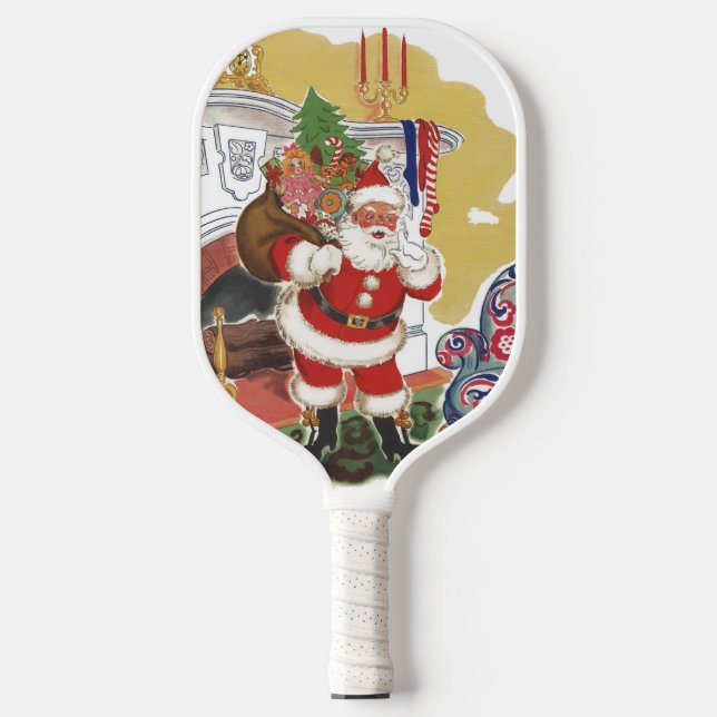 Weihnachten, Jolly Weihnachtsmann mit Geschenken Pickleball Schläger (Vorderseite)