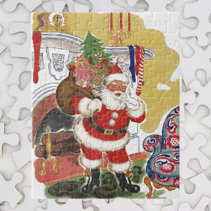 Weihnachten, Jolly Weihnachtsmann mit Geschenken Puzzle