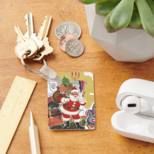 Weihnachten, Jolly Weihnachtsmann mit Geschenken Schlüsselanhänger