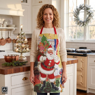 Weihnachten, Jolly Weihnachtsmann mit Geschenken Schürze