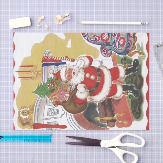 Weihnachten, Jolly Weihnachtsmann mit Geschenken Seidenpapier (Handwerk)