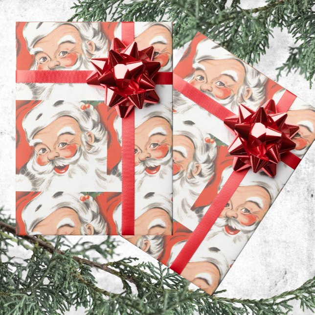 Weihnachten, Jolly Weihnachtsmann mit Lächeln Geschenkpapier (Von Creator hochgeladen)