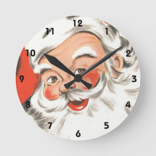 Weihnachten, Jolly Weihnachtsmann mit Lächeln Runde Wanduhr