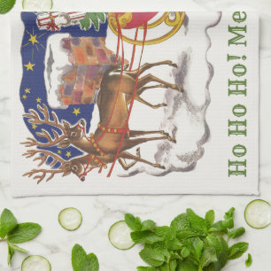 Weihnachten, Jolly Weihnachtsmann mit Schlitten Geschirrtuch