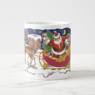 Weihnachten, Jolly Weihnachtsmann mit Schlitten Jumbo-Tasse