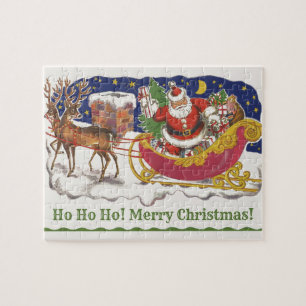 Weihnachten, Jolly Weihnachtsmann mit Schlitten Puzzle