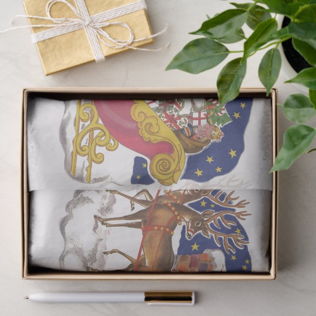 Weihnachten, Jolly Weihnachtsmann mit Schlitten Seidenpapier (Geschenk)