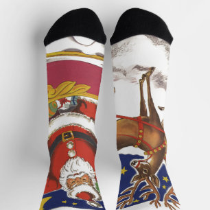 Weihnachten, Jolly Weihnachtsmann mit Schlitten Socken