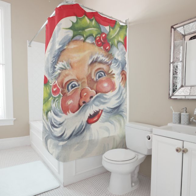 Weihnachten, Jolly Weihnachtsmann mit Seinem Hut Duschvorhang (Beispiel)