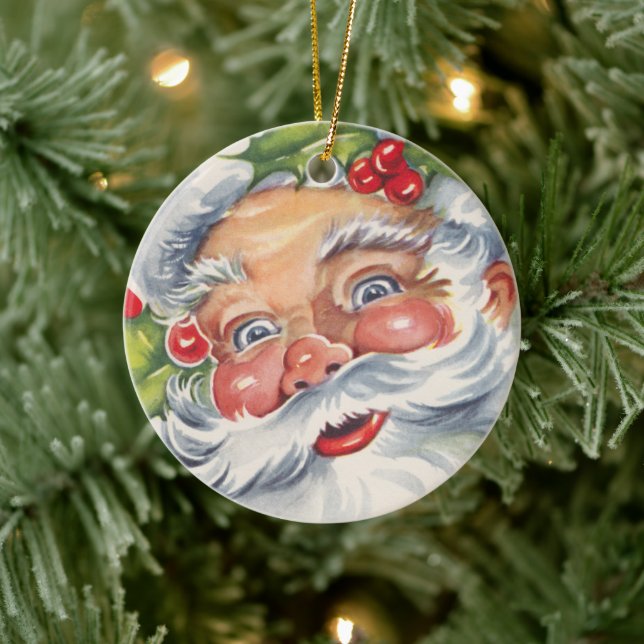 Weihnachten, Jolly Weihnachtsmann mit Seinem Hut Keramikornament (Baum)