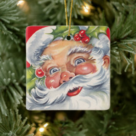Weihnachten, Jolly Weihnachtsmann mit Seinem Hut Keramikornament
