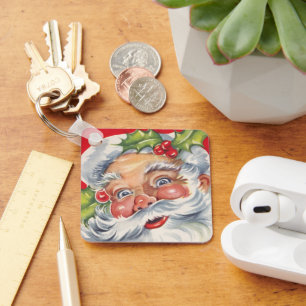 Weihnachten, Jolly Weihnachtsmann mit Seinem Hut Schlüsselanhänger