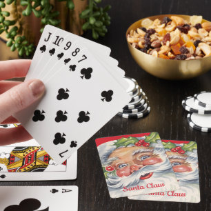 Weihnachten, Jolly Weihnachtsmann mit Seinem Hut Spielkarten