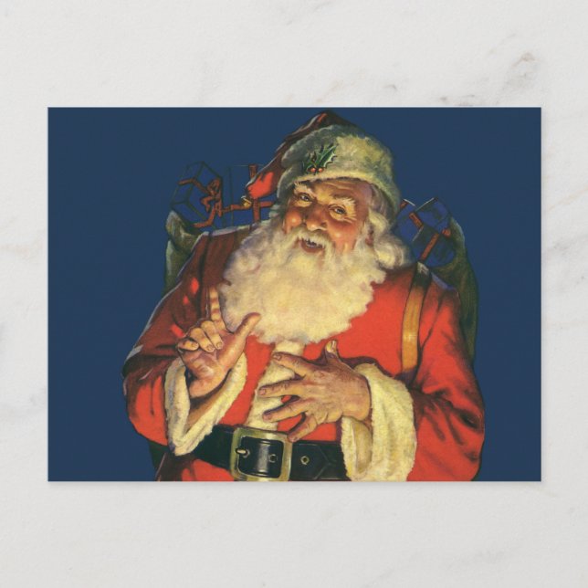 Weihnachten, Jolly Weihnachtsmann mit Spielzeug Feiertagspostkarte (Vorderseite)