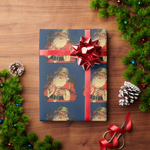 Weihnachten, Jolly Weihnachtsmann mit Spielzeug Geschenkpapier